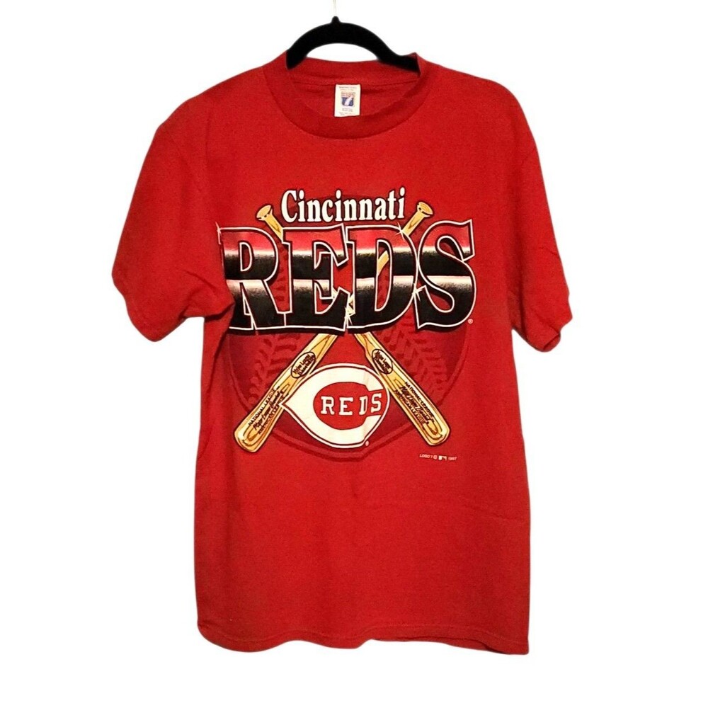 Vintage 1997 Logo 7 Tshirt Red w/ MLB Cincinnati Reds Baseball Unisex Size L